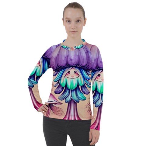 Psychedelic Mushroom For Sorcery And Theurgy Women s Pique Long Sleeve Tee by GardenOfOphir