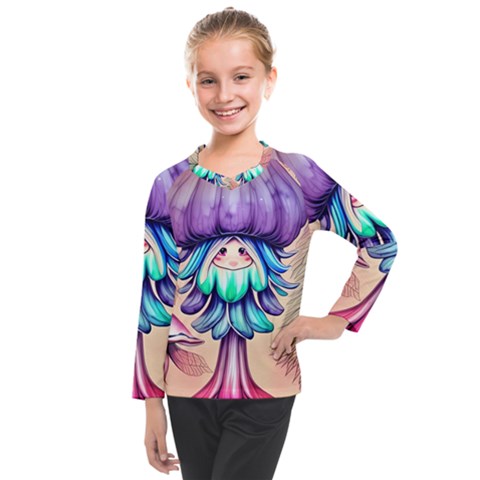 Psychedelic Mushroom For Sorcery And Theurgy Kids  Long Mesh Tee by GardenOfOphir