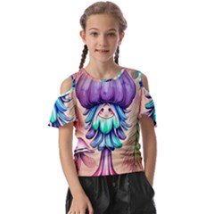 Psychedelic Mushroom For Sorcery And Theurgy Kids  Butterfly Cutout Tee by GardenOfOphir