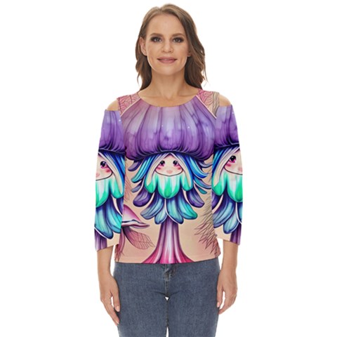 Psychedelic Mushroom For Sorcery And Theurgy Cut Out Wide Sleeve Top by GardenOfOphir