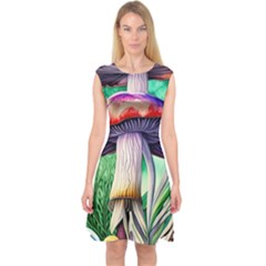 Prestidigitation And Legerdemain Capsleeve Midi Dress by GardenOfOphir