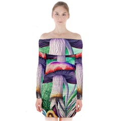 Prestidigitation And Legerdemain Long Sleeve Off Shoulder Dress by GardenOfOphir