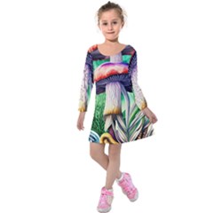 Prestidigitation And Legerdemain Kids  Long Sleeve Velvet Dress by GardenOfOphir