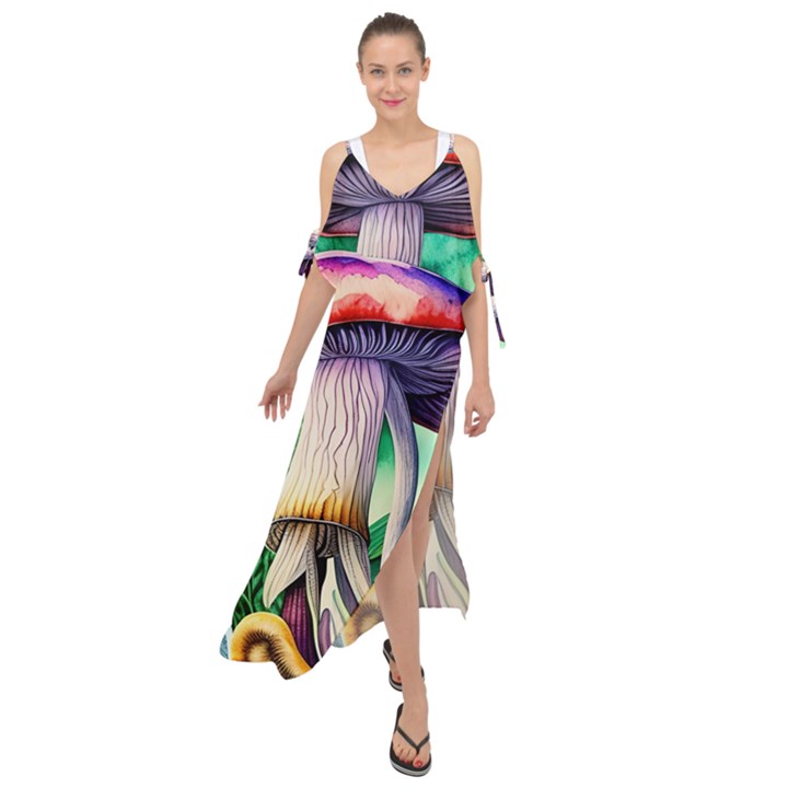 Prestidigitation And Legerdemain Maxi Chiffon Cover Up Dress