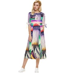 Prestidigitation And Legerdemain Bow Sleeve Chiffon Midi Dress by GardenOfOphir