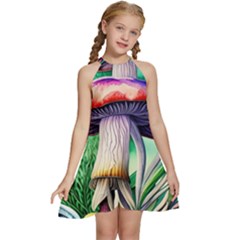 Prestidigitation And Legerdemain Kids  Halter Collar Waist Tie Chiffon Dress by GardenOfOphir