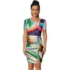 Prestidigitation And Legerdemain Fitted Knot Split End Bodycon Dress by GardenOfOphir