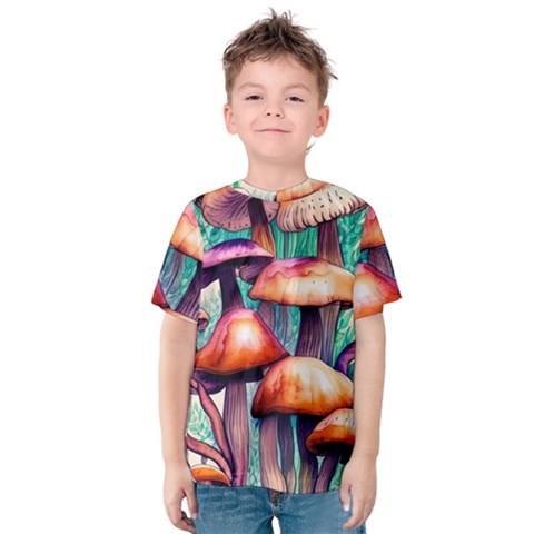 Charming Toadstool Kids  Cotton Tee by GardenOfOphir