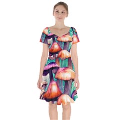 Charming Toadstool Short Sleeve Bardot Dress by GardenOfOphir