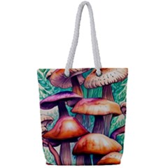 Charming Toadstool Full Print Rope Handle Tote (small) by GardenOfOphir