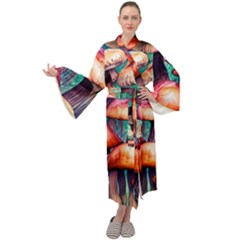 Charming Toadstool Maxi Velvet Kimono by GardenOfOphir