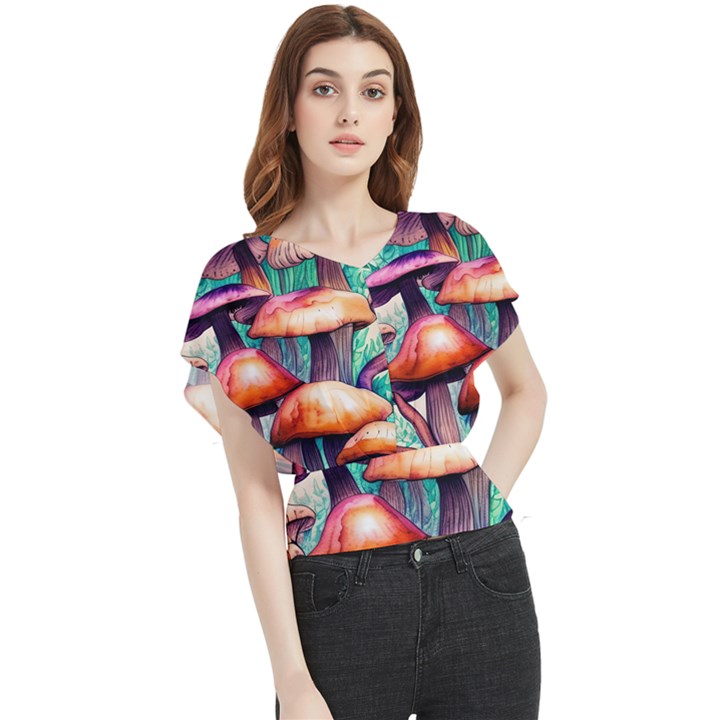 Charming Toadstool Butterfly Chiffon Blouse