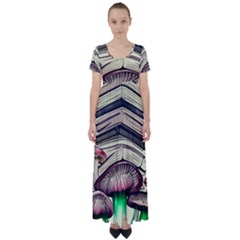 Necromancy Mushroom High Waist Short Sleeve Maxi Dress by GardenOfOphir