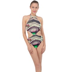 Necromancy Mushroom Halter Side Cut Swimsuit by GardenOfOphir