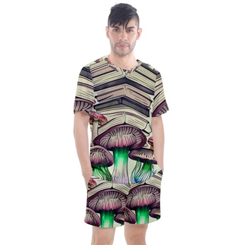 Necromancy Mushroom Men s Mesh Tee And Shorts Set by GardenOfOphir