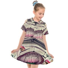 Necromancy Mushroom Kids  Short Sleeve Shirt Dress by GardenOfOphir