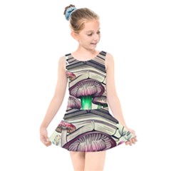 Necromancy Mushroom Kids  Skater Dress Swimsuit by GardenOfOphir