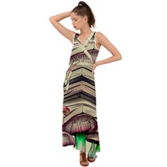 Necromancy Mushroom V-neck Chiffon Maxi Dress by GardenOfOphir