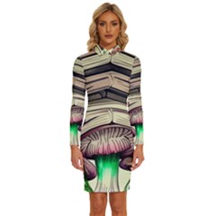 Necromancy Mushroom Long Sleeve Shirt Collar Bodycon Dress by GardenOfOphir