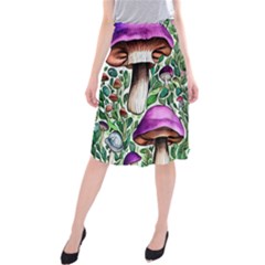 Magician s Conjuration Mushroom Midi Beach Skirt by GardenOfOphir