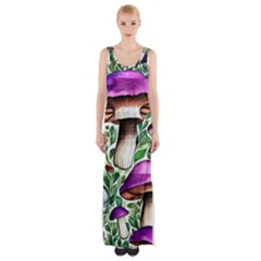 Magician s Conjuration Mushroom Thigh Split Maxi Dress by GardenOfOphir