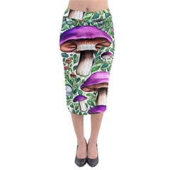 Magician s Conjuration Mushroom Midi Pencil Skirt by GardenOfOphir