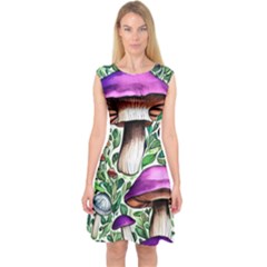 Magician s Conjuration Mushroom Capsleeve Midi Dress by GardenOfOphir