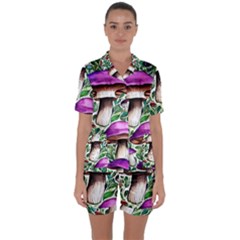 Magician s Conjuration Mushroom Satin Short Sleeve Pajamas Set by GardenOfOphir