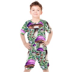 Magician s Conjuration Mushroom Kids  Tee And Shorts Set by GardenOfOphir