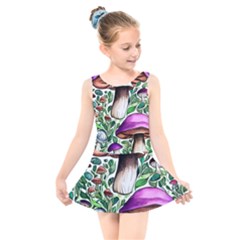 Magician s Conjuration Mushroom Kids  Skater Dress Swimsuit by GardenOfOphir