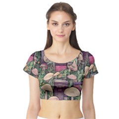 Spellbinding Mojo Mushroom Short Sleeve Crop Top by GardenOfOphir