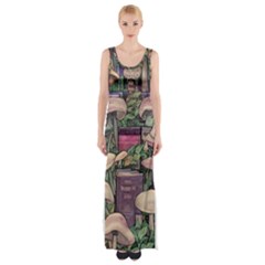 Spellbinding Mojo Mushroom Thigh Split Maxi Dress by GardenOfOphir