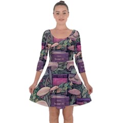 Spellbinding Mojo Mushroom Quarter Sleeve Skater Dress by GardenOfOphir