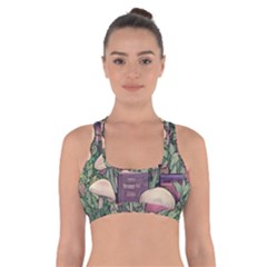 Spellbinding Mojo Mushroom Cross Back Sports Bra by GardenOfOphir