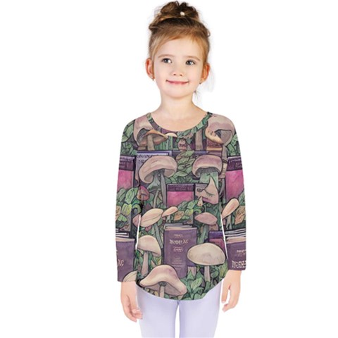 Spellbinding Mojo Mushroom Kids  Long Sleeve Tee by GardenOfOphir