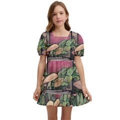 Spellbinding Mojo Mushroom Kids  Short Sleeve Dolly Dress by GardenOfOphir