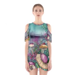 Enchanted Champignon Shoulder Cutout One Piece Dress by GardenOfOphir