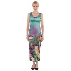 Enchanted Champignon Fitted Maxi Dress by GardenOfOphir