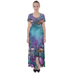 Enchanted Champignon High Waist Short Sleeve Maxi Dress by GardenOfOphir