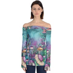 Enchanted Champignon Off Shoulder Long Sleeve Top by GardenOfOphir