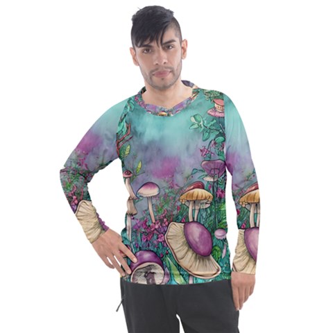 Enchanted Champignon Men s Pique Long Sleeve Tee by GardenOfOphir