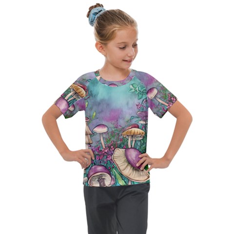 Enchanted Champignon Kids  Mesh Piece Tee by GardenOfOphir