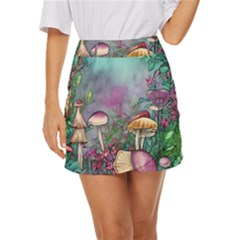 Enchanted Champignon Mini Front Wrap Skirt by GardenOfOphir