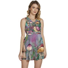 Enchanted Champignon Sleeveless High Waist Mini Dress by GardenOfOphir