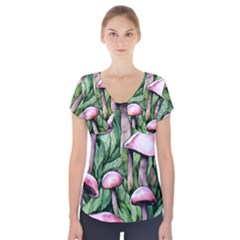 Charm Of The Toadstool Short Sleeve Front Detail Top by GardenOfOphir