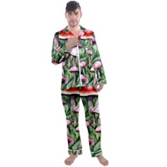 Charm Of The Toadstool Men s Long Sleeve Satin Pajamas Set by GardenOfOphir