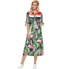 Charm Of The Toadstool Bow Sleeve Chiffon Midi Dress by GardenOfOphir