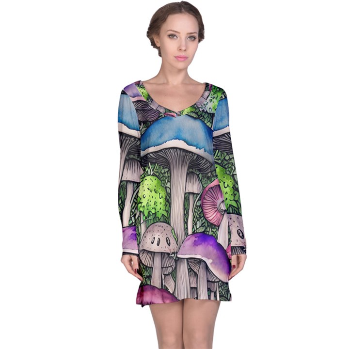 Necromancy Of The Mushroom Long Sleeve Nightdress