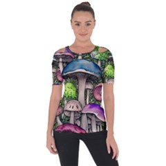 Necromancy Of The Mushroom Shoulder Cut Out Short Sleeve Top by GardenOfOphir