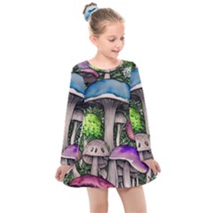 Necromancy Of The Mushroom Kids  Long Sleeve Dress